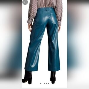Anthropologie Colette Teal Wide-Leg Faux  Leather Pants